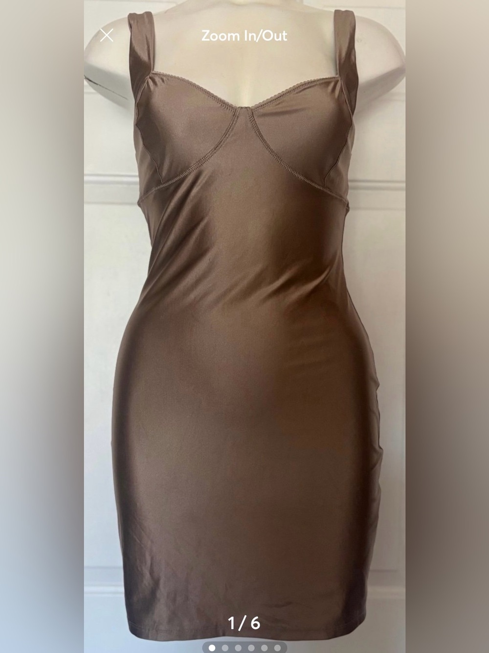 Aritzia TEN Satin BodyCon Mini Dress Taupe size Medium